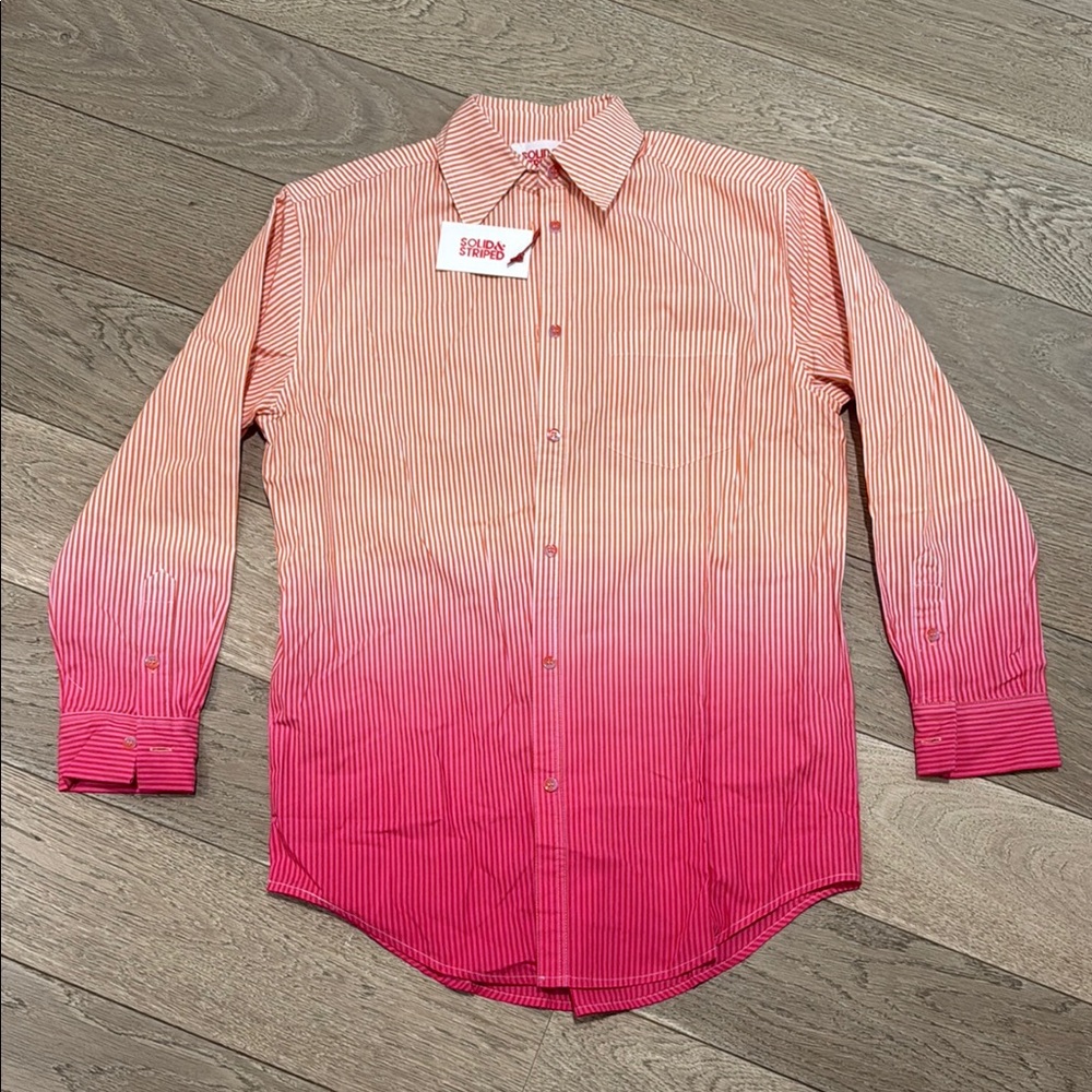 Solid & Striped Oxford Tunic Gradient Orange and Pink Casual Button Down Shirt
